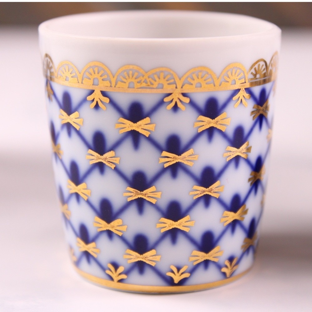 Lomonosov Cobalt Net Gold Decanter & 2 Shot Cups Set - Pristine Vintage LFZ 1C - Picture 6 of 10